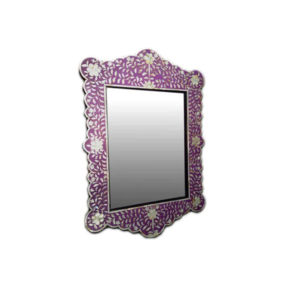 PINK MOTHER OF PEARL INLAY SCALLOPED MIRROR FRAME