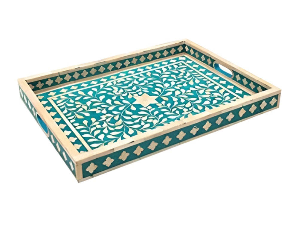 Bone Inlay Tray in  Floral pattern Tray Design