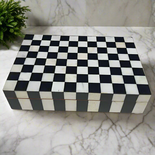 Handmade Black & White Bone Inlay Multipurpose Jewelry Box
