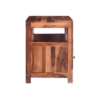 wooden bedside table with one door , best for home decor , unique bedside