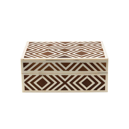 Bone Inlay Geometric Pattern Jewelry Box