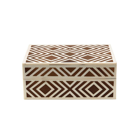 Bone Inlay Geometric Pattern Jewelry Box