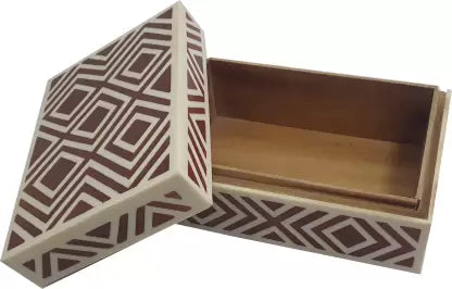 Bone Inlay Geometric Pattern Jewelry Box