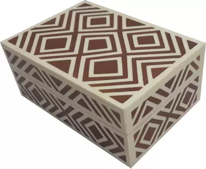 Bone Inlay Geometric Pattern Jewelry Box