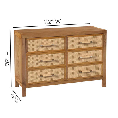 Handmade Classic 6-Drawer Wooden Chest / Cane Work