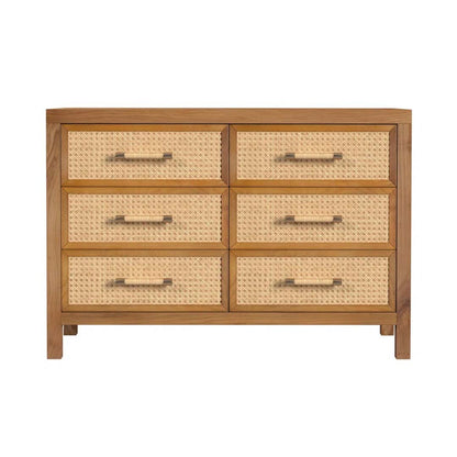 Handmade Classic 6-Drawer Wooden Chest / Cane Work