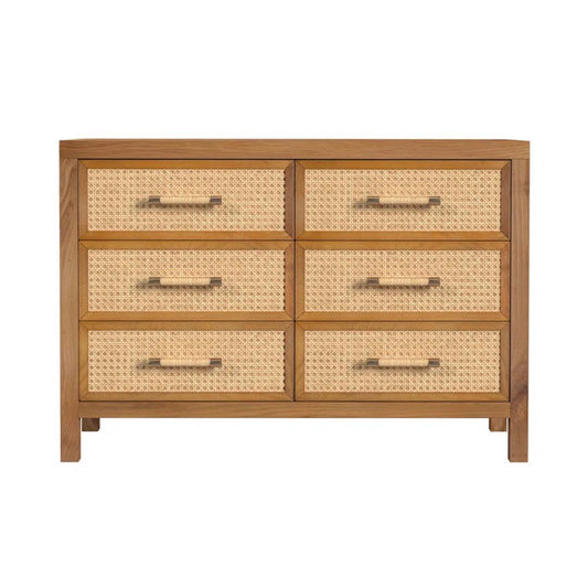Handmade Classic 6-Drawer Wooden Chest / Cane Work