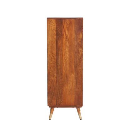 Classic 5-Drawer Wooden Chest / Cane Work-Tall Boy Dresser