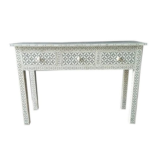 Handmade Grey Mother of Pearl Star Eye pattern Antique Handmade Vintage console table for living room