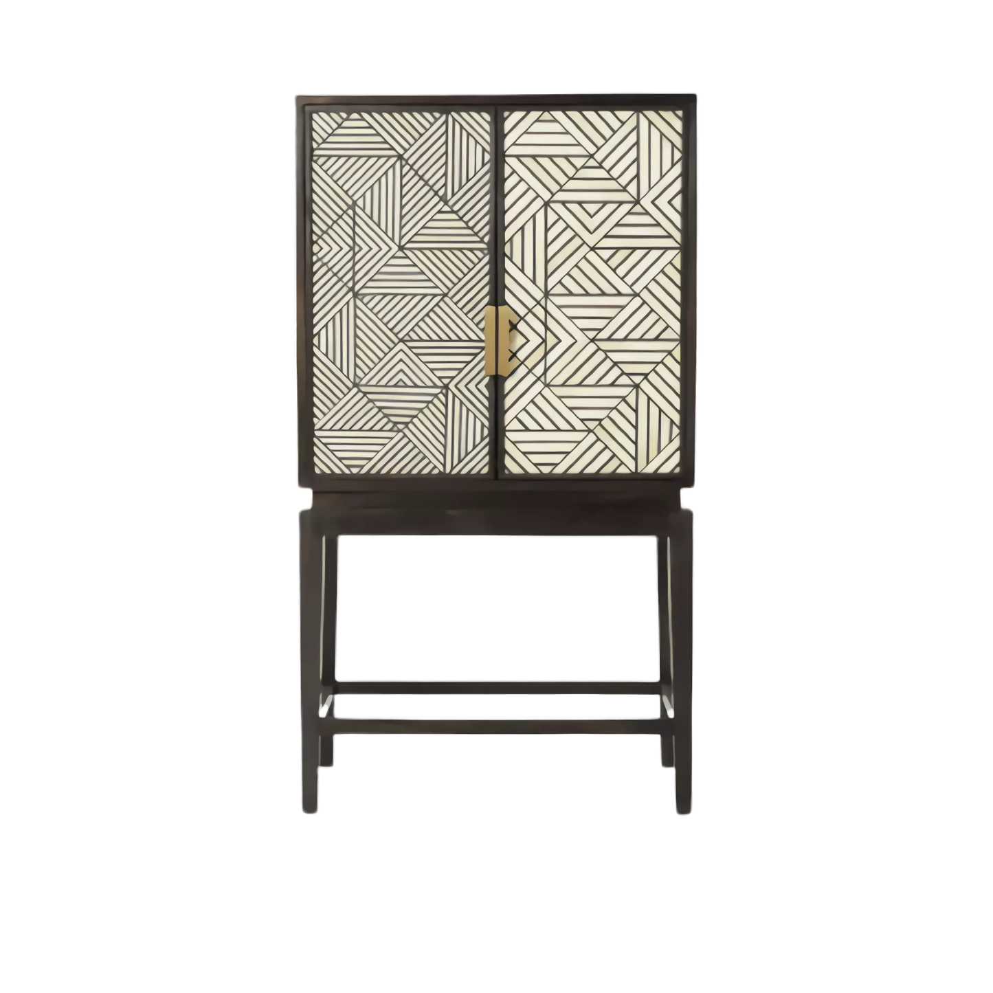 handmade Bone Inlay Black and White Bar Cabinet