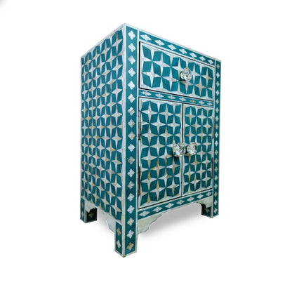 HANDMADE MOTHER OF PEARL INLAY BEDSIDE TABLE- Star-eye