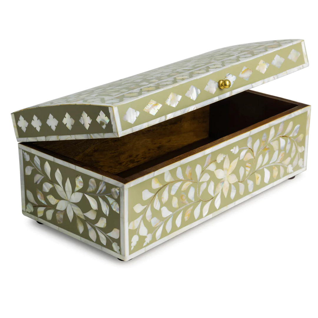 Handmade Mother Of Pearl Jewelry Box- Floral
