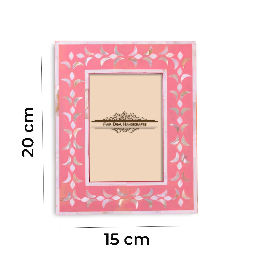 Mother Of Pearl Inlay Photo Frame- Floral/Pink