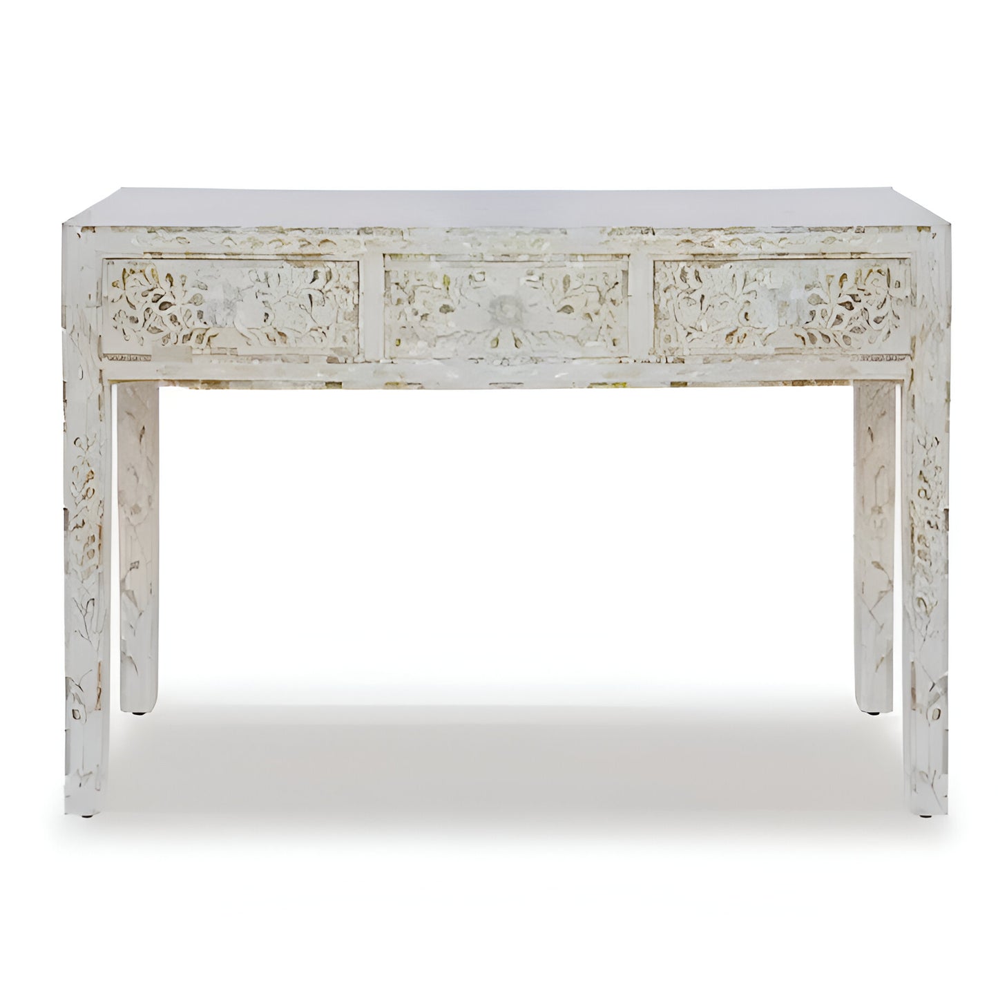 Handmade White mother of pearl vintage antique console table chest of drawer for home office