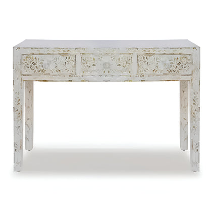 Handmade White mother of pearl vintage antique console table chest of drawer for home office
