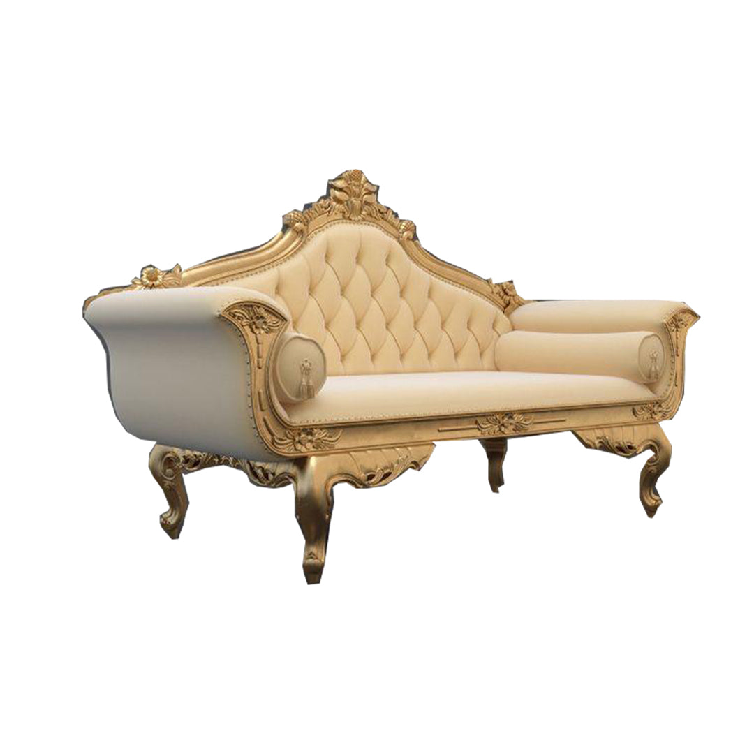 Handcrafted Royal Metal Sofa/Chaise Lounge- Golden