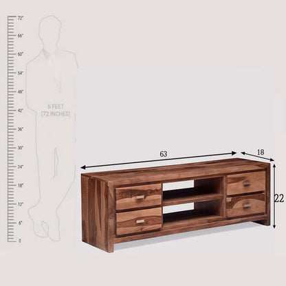 Handmade Wooden Media / TV Unit 4 Drawers